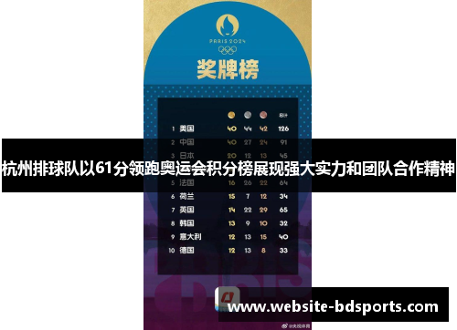 杭州排球队以61分领跑奥运会积分榜展现强大实力和团队合作精神